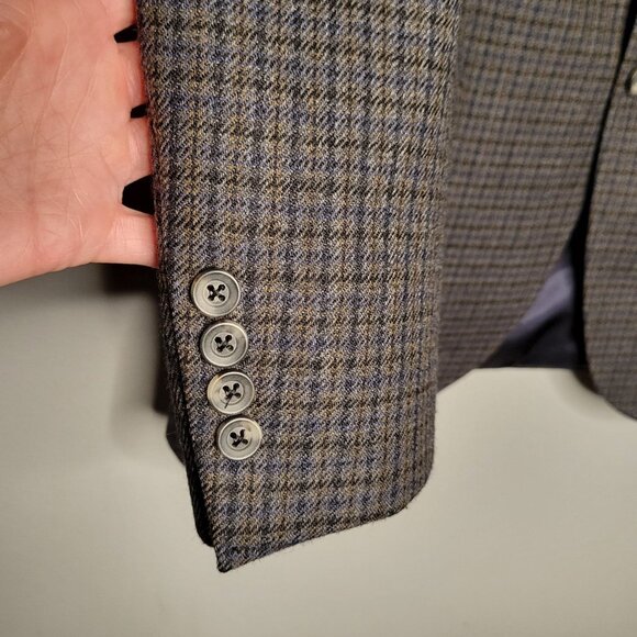 Jack Victor Men’s 44L Wool Blazer Gray Glen Plaid Classic Sport Coat Union Made - Picture 6 of 11